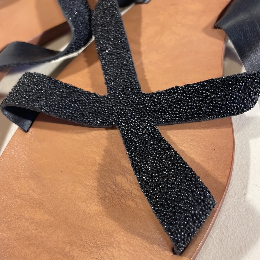 MaxStudio black glitter sandals